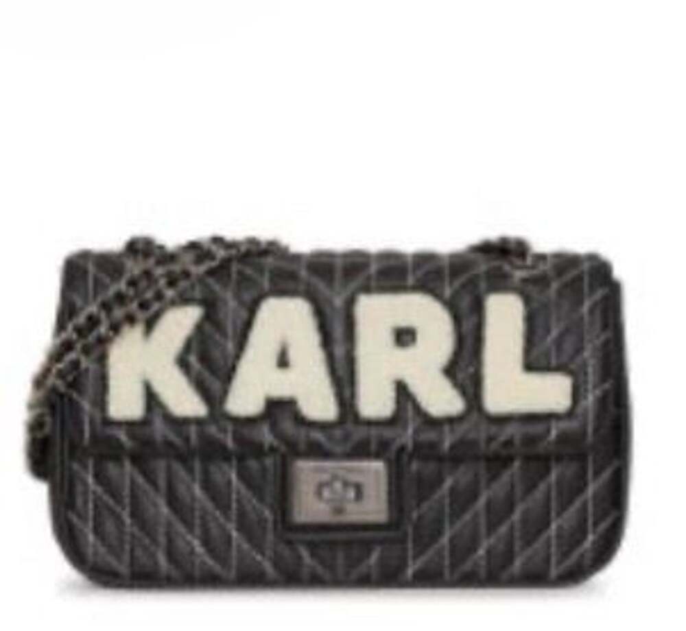 Karl Lagerfeld Agyness Quilted Faux Leather Shoulder Bag Black